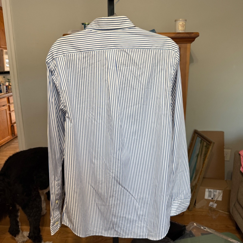 Ralph Lauren Button Down Shirt Striped Large Blue White Slim Fit Long Sleeve - Picture 6 of 6
